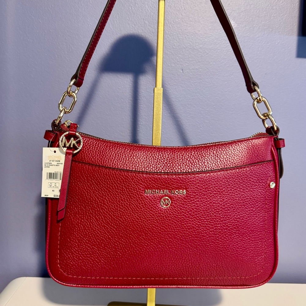 Michael Kors Burgundy Leather Shoulder Bag